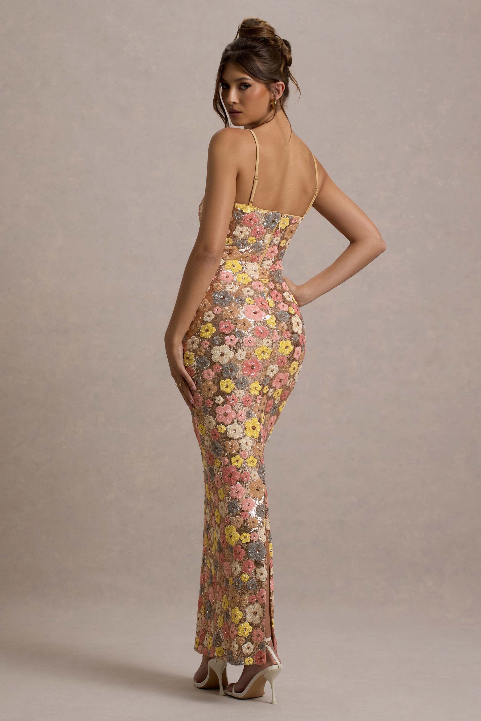Sienna – Rochie de Damă Maxi Elegantă cu Flori și Paiete