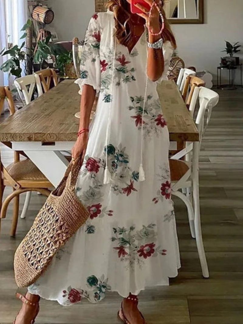 Sophia - Rochie de Vară Boho Vintage cu Decolteu în V