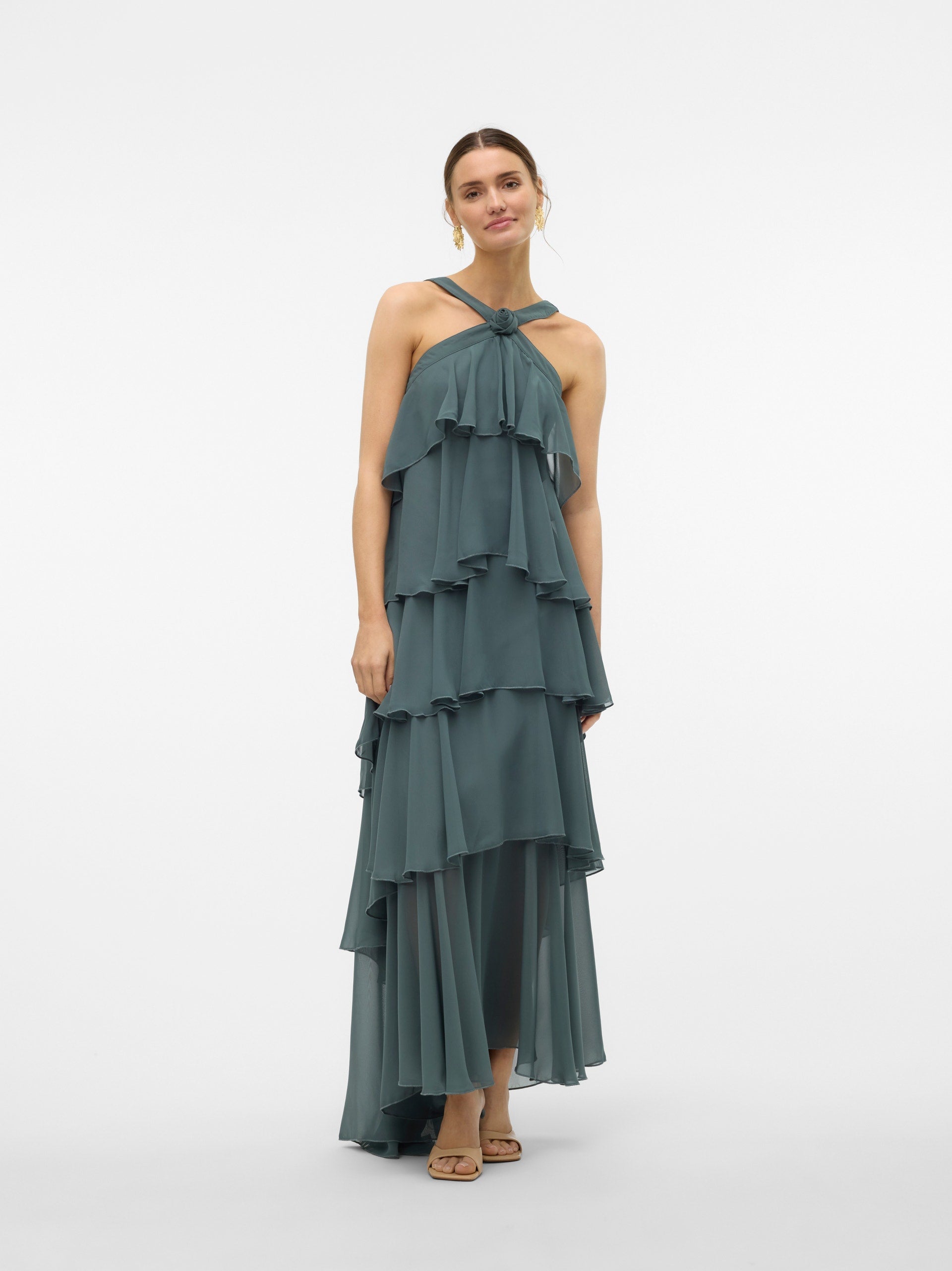 Vera – Rochie Maxi de Damă cu Volane Stratificate Elegantă
