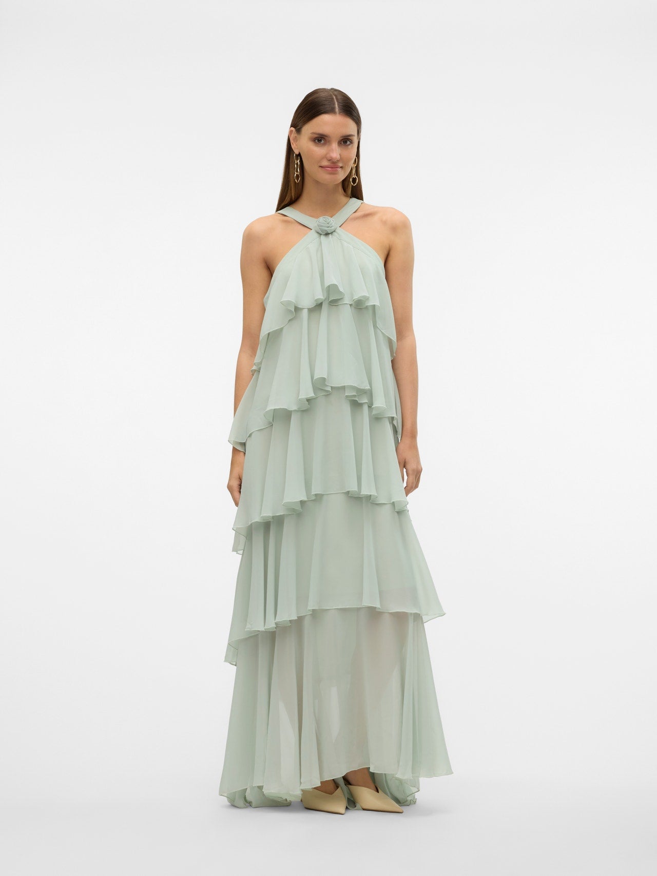 Vera – Rochie Maxi de Damă cu Volane Stratificate Elegantă