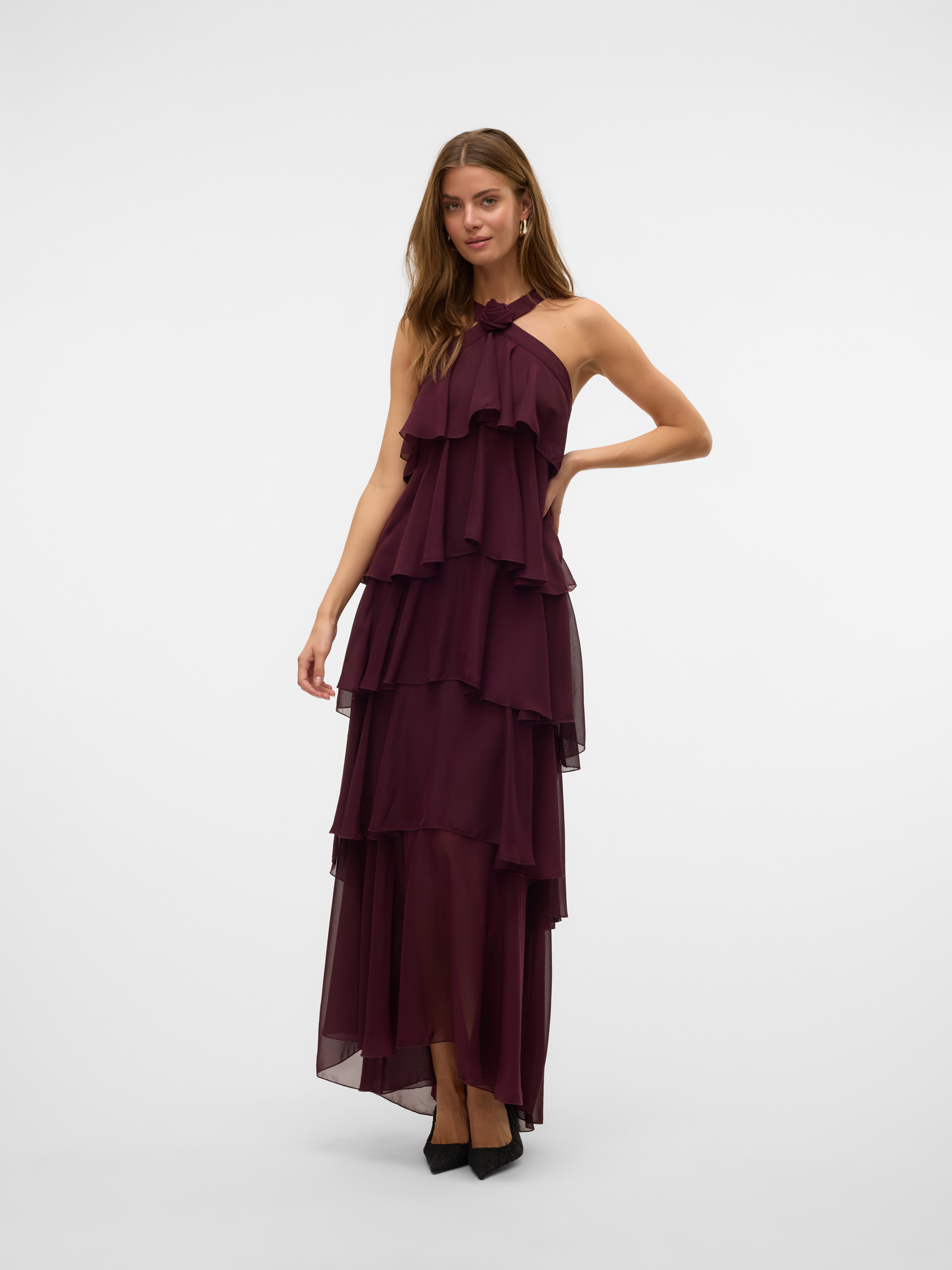 Vera – Rochie Maxi de Damă cu Volane Stratificate Elegantă