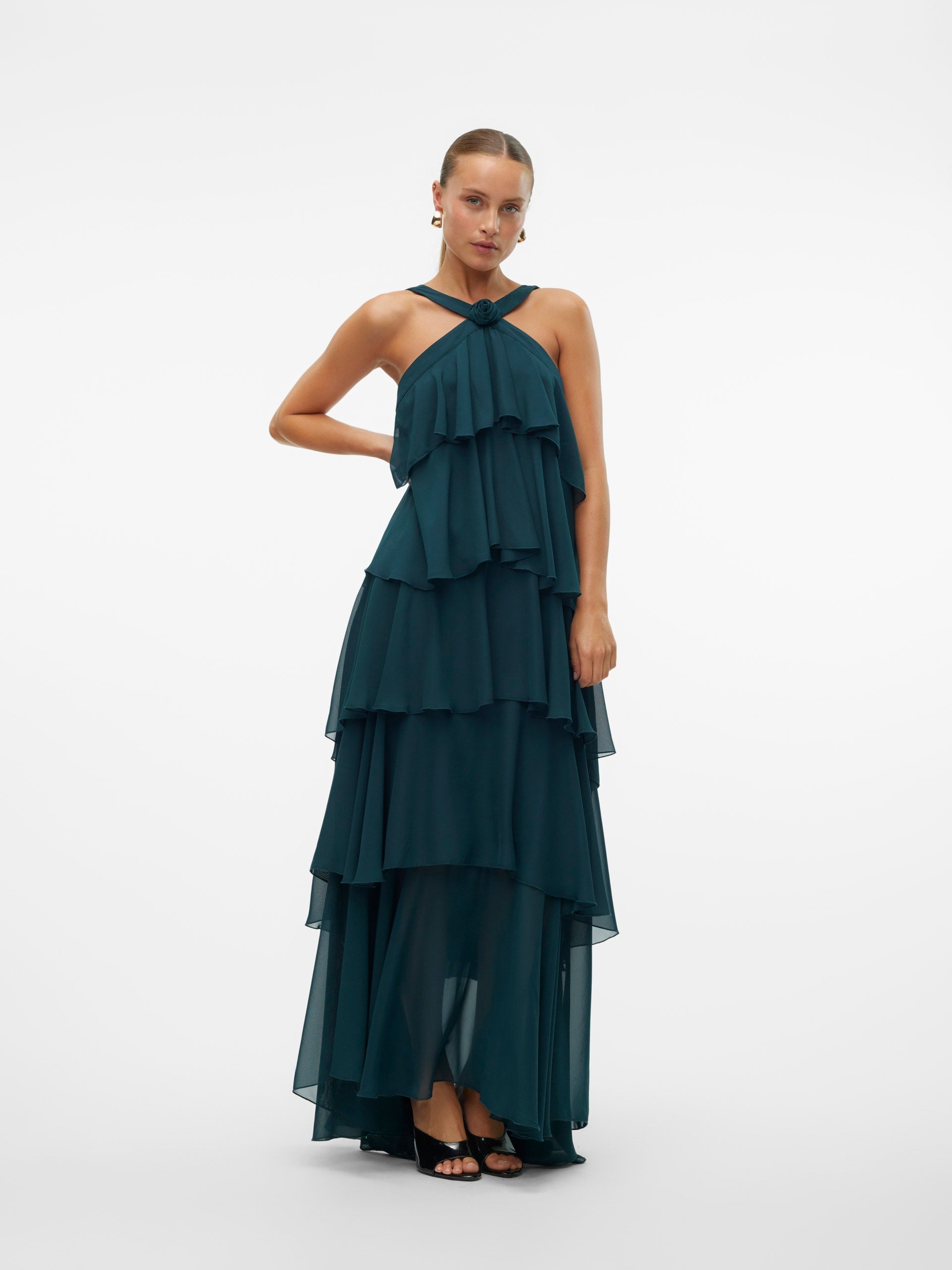 Vera – Rochie Maxi de Damă cu Volane Stratificate Elegantă