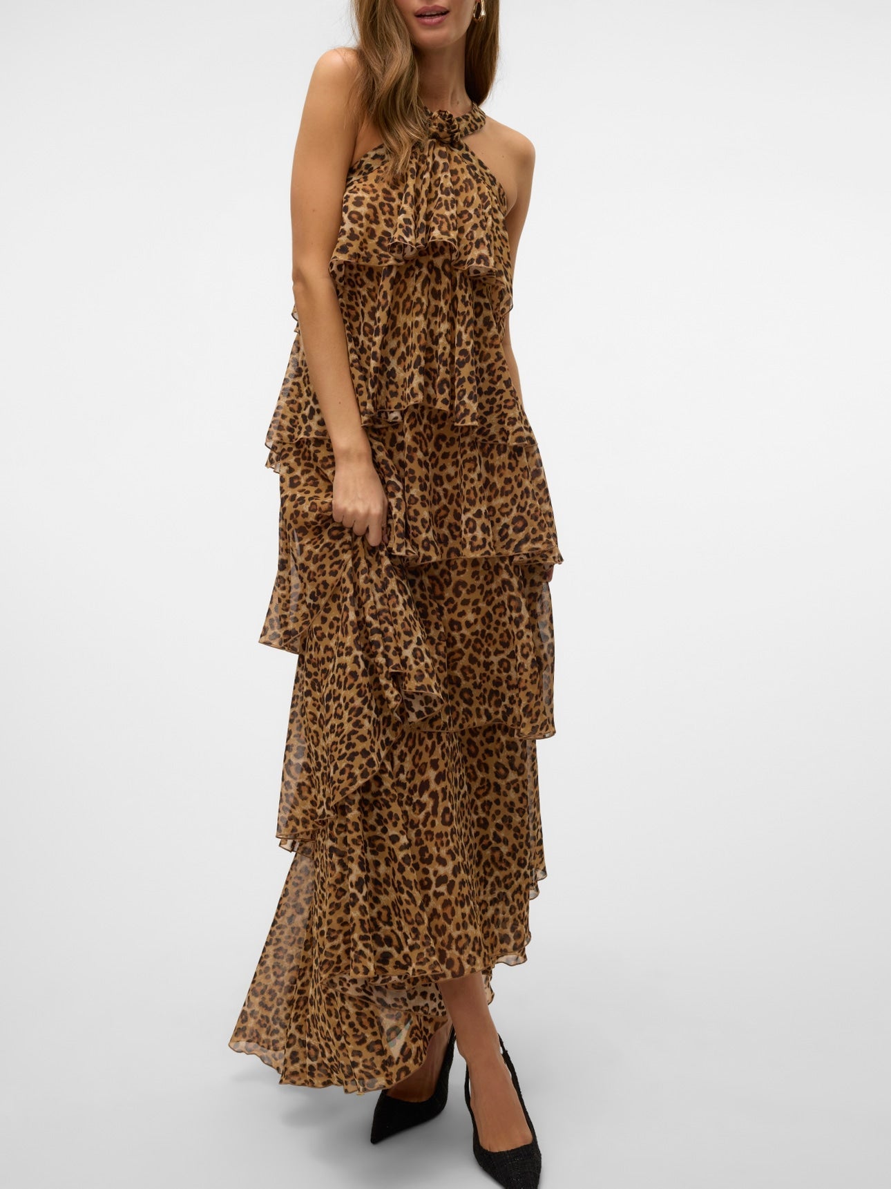 Vera – Rochie Maxi de Damă cu Volane Stratificate Elegantă