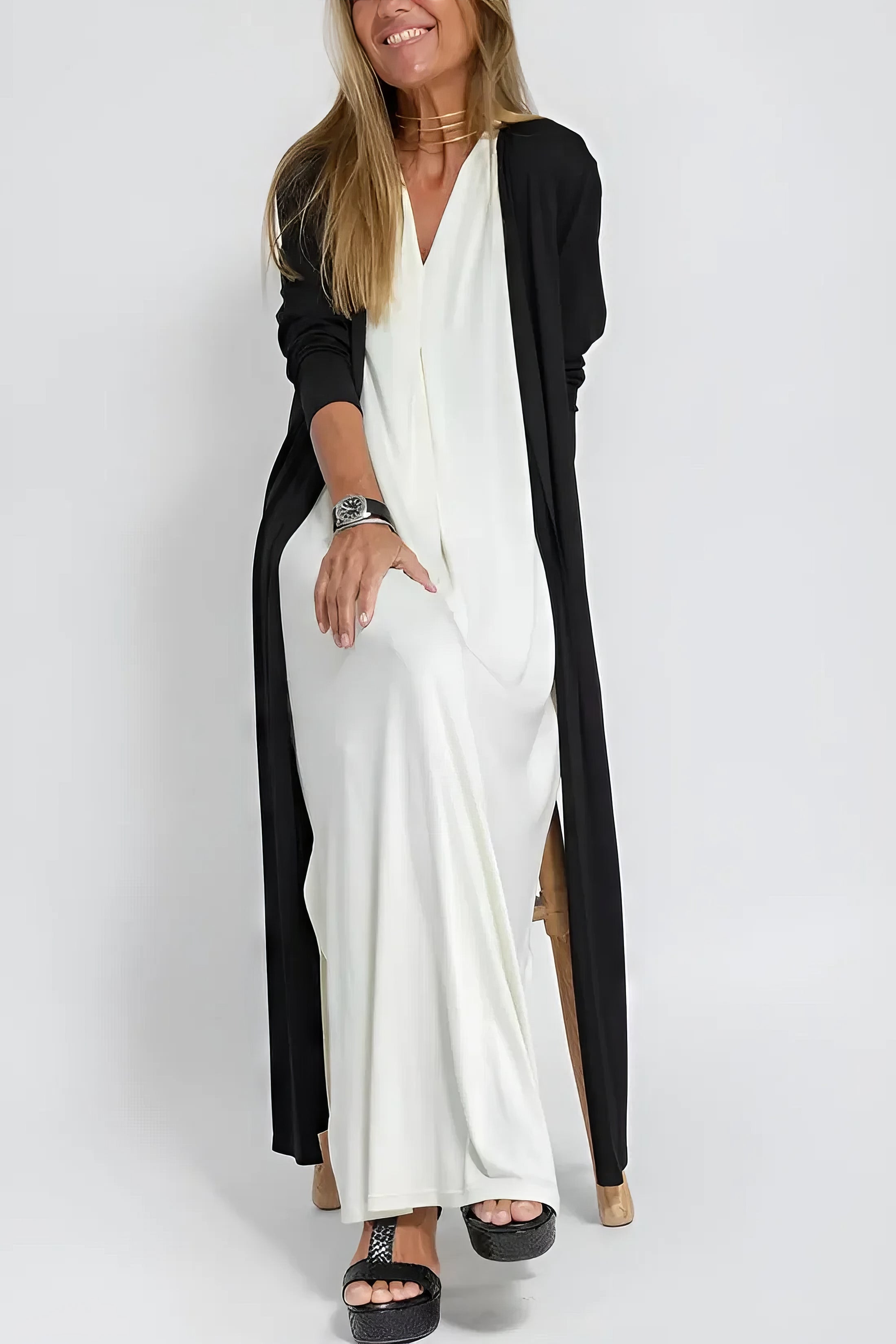 Renata | rochie lungă cu cardigan asortat