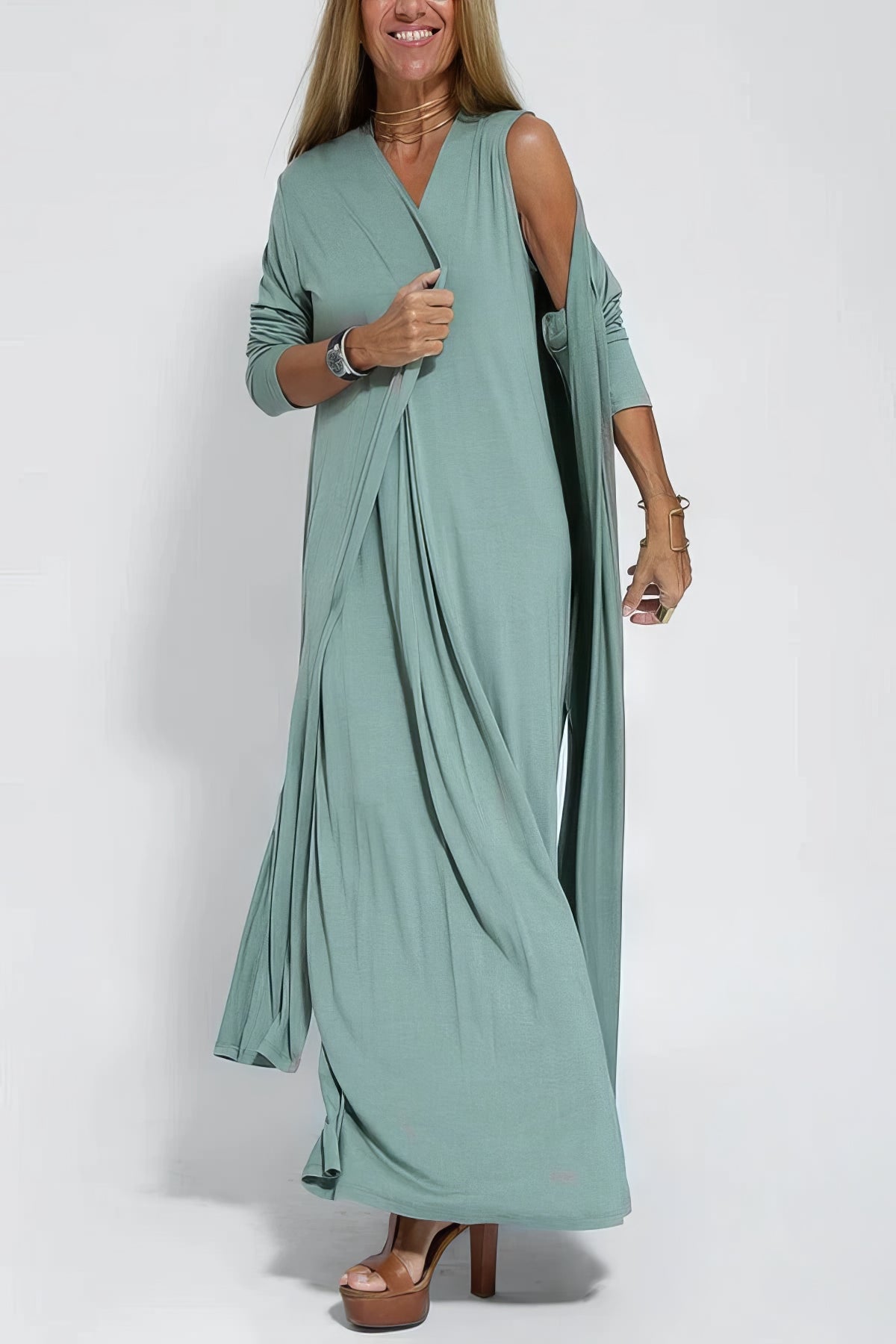 Renata | rochie lungă cu cardigan asortat